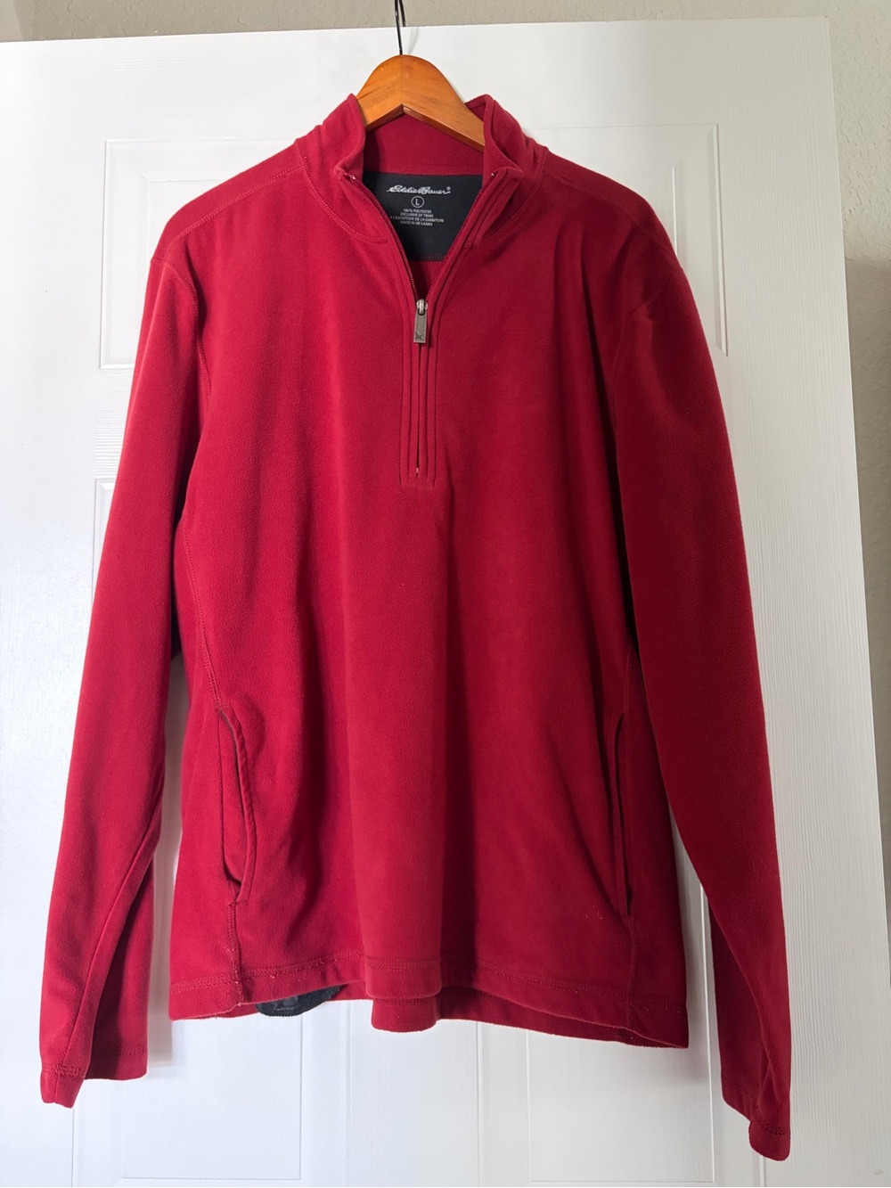 Eddie Bauer Men's Red Half-Zip Fleece Pullover